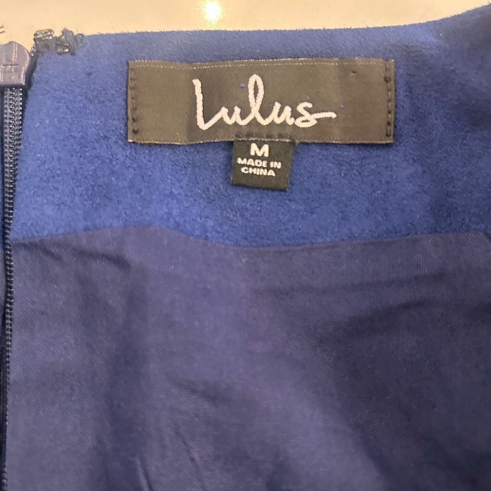 Blue Suede Embroidered Mini Skirt Lulus - Picture 3 of 5